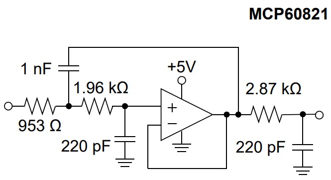 應用電路圖 - Microchip Technology MCP6082x運算放大器
